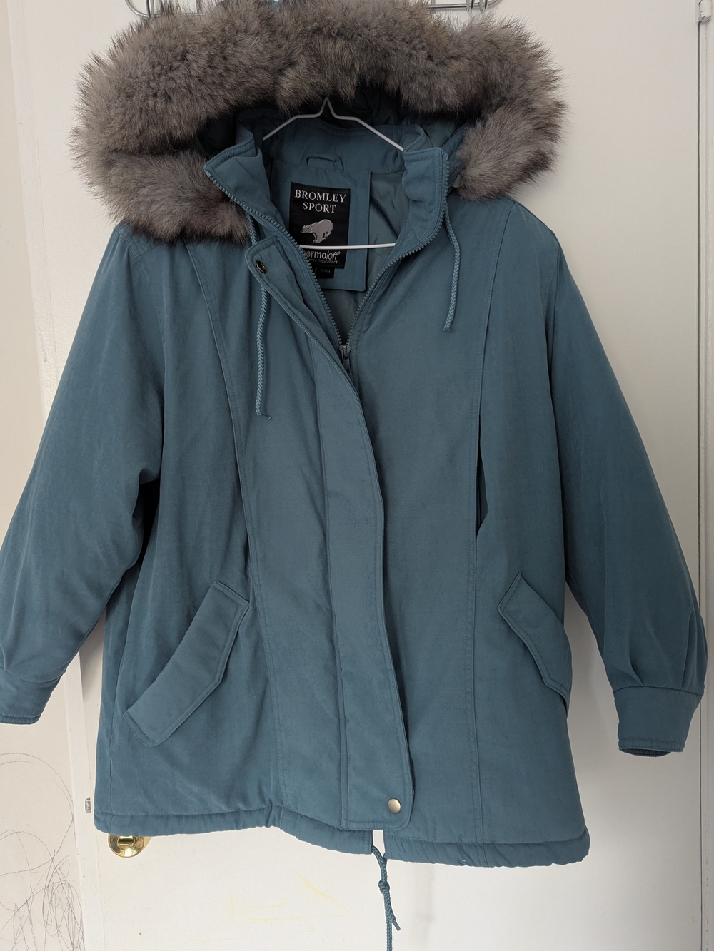 Vintage 90s Bromley Sport Ski Jacket M Petite Slate Blue Thermoloft Oversized